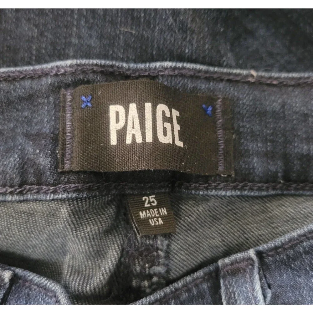 Paige Verdugo Crop Dark Wash Skinny Jeans Womens Size 25 Stretch Denim - Picture 6 of 7